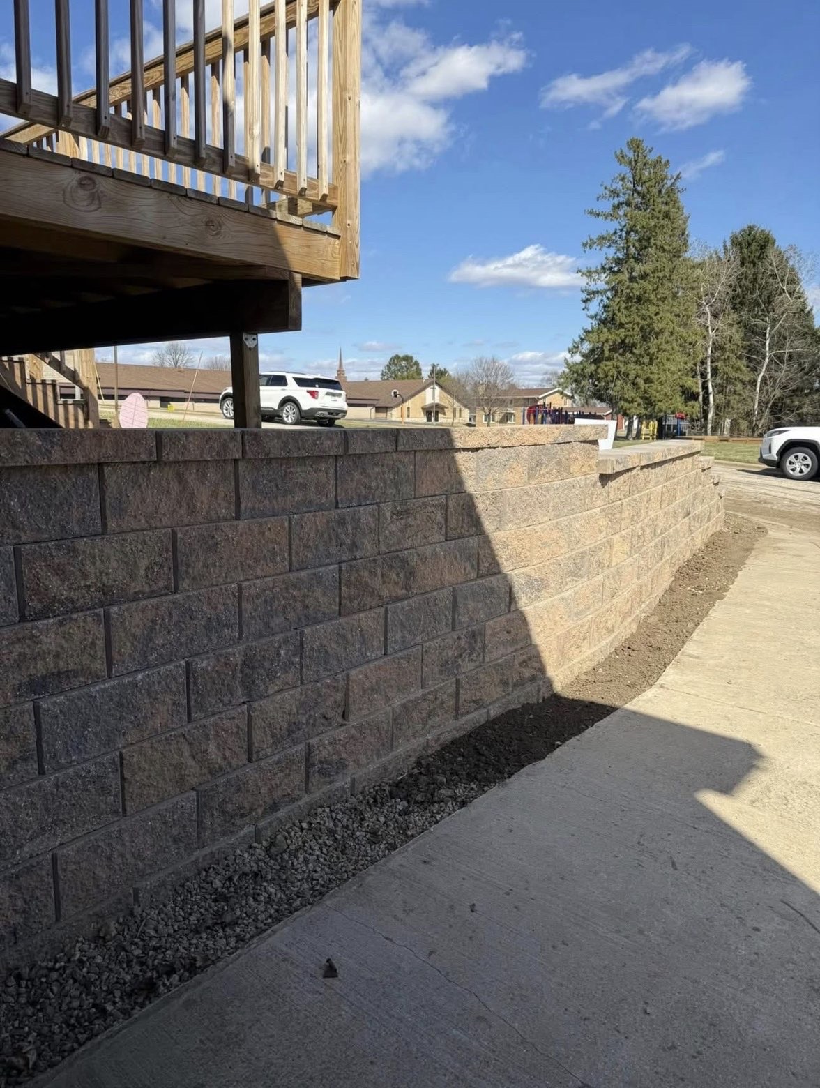 Block retaining wall build