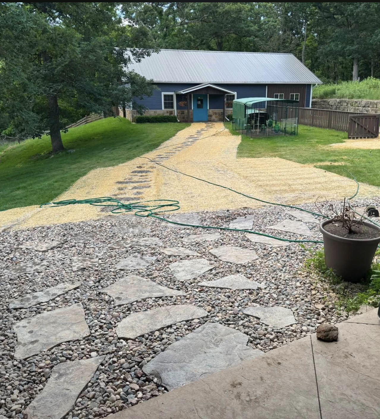 Flagstone patio and rock walkway