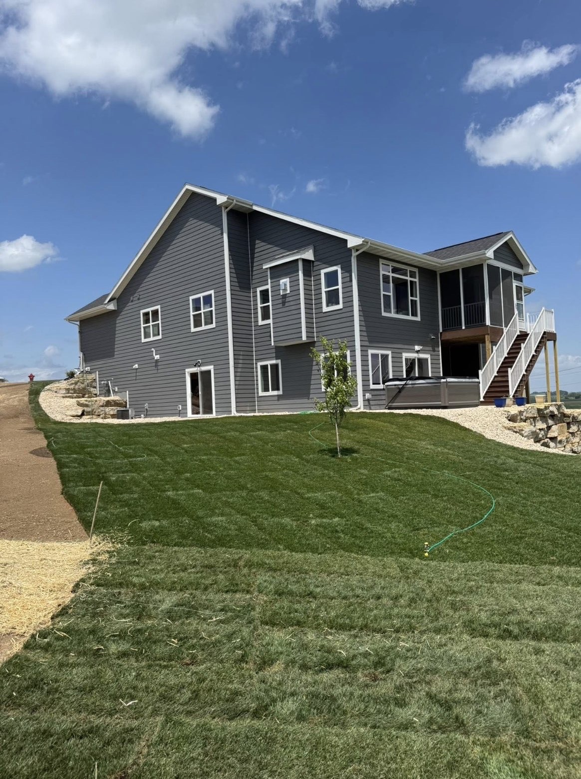 Sod installed on a hillside